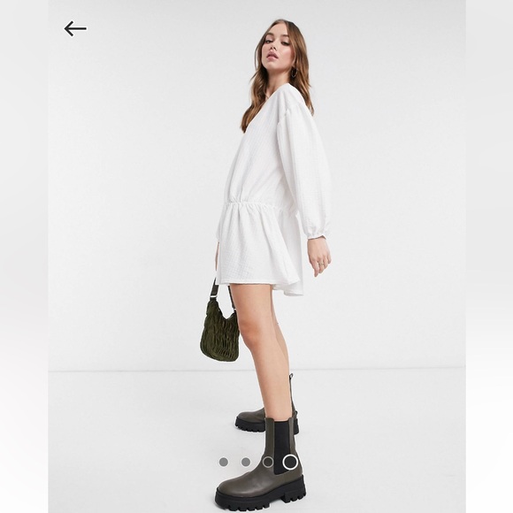 ASOS DESIGN oversized seam front detail mini dress in ivory size 8 - Picture 3 of 9